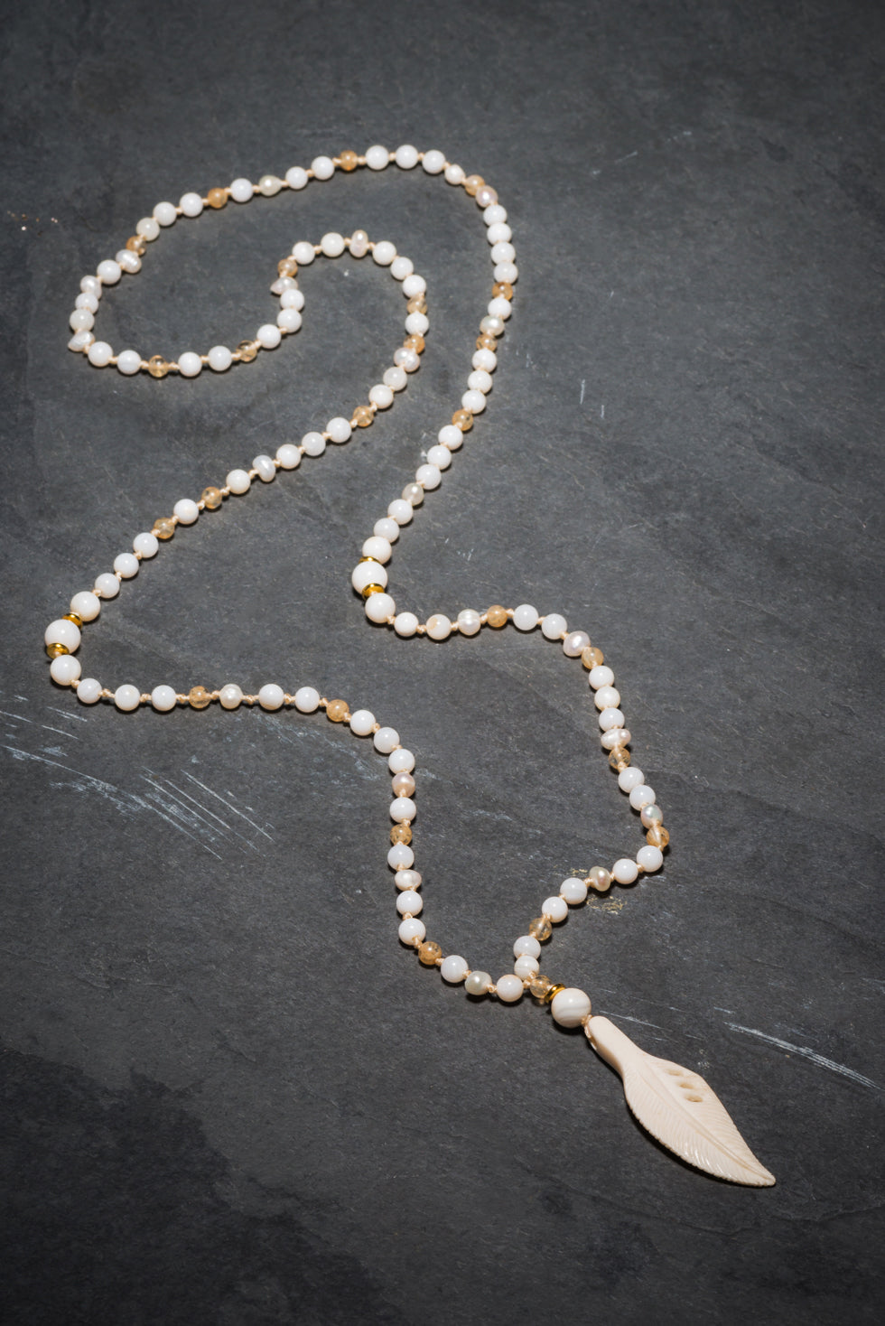 PEARL SHELL FEATHER NECKLACE