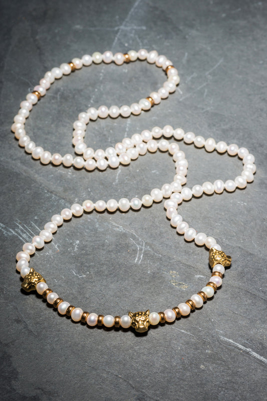 COCO PEARL LEOPARD MIDI NECKLACE