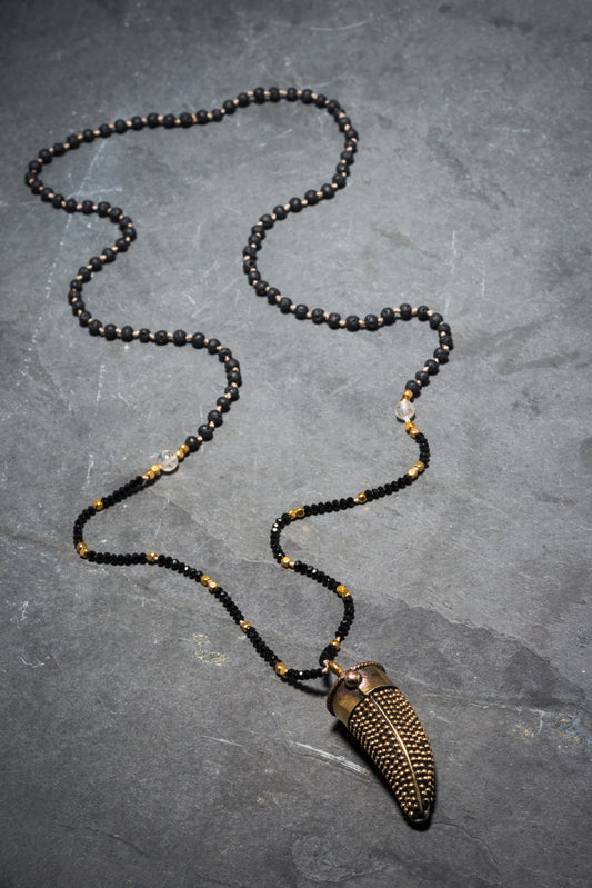 FINE CHLOE STUDDED TUSK PENDANT