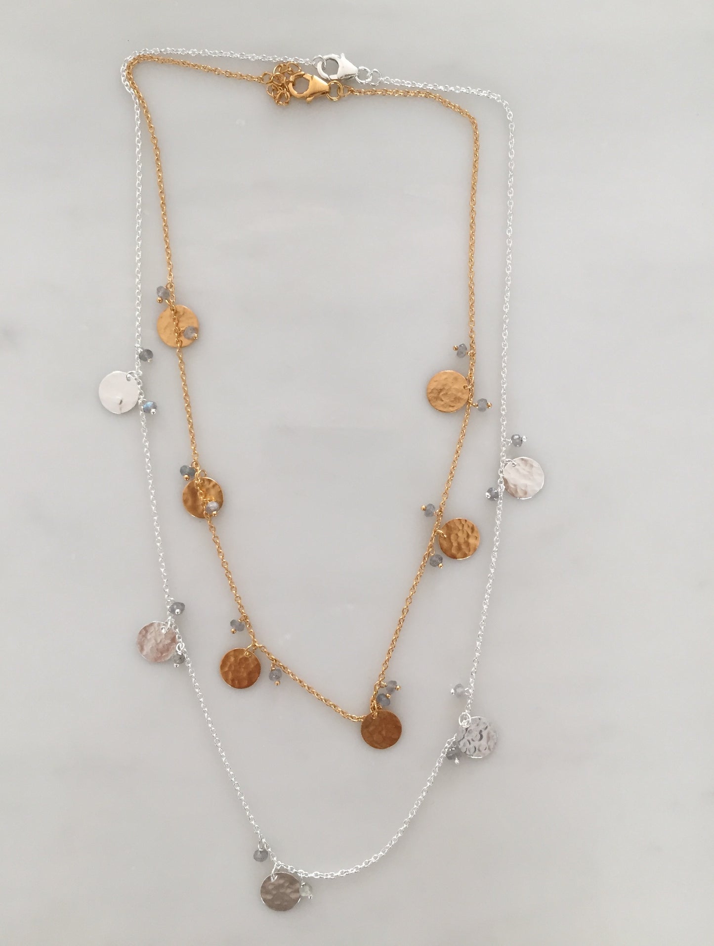 LABRADORITE SIX DISC NECKLACE GOLD