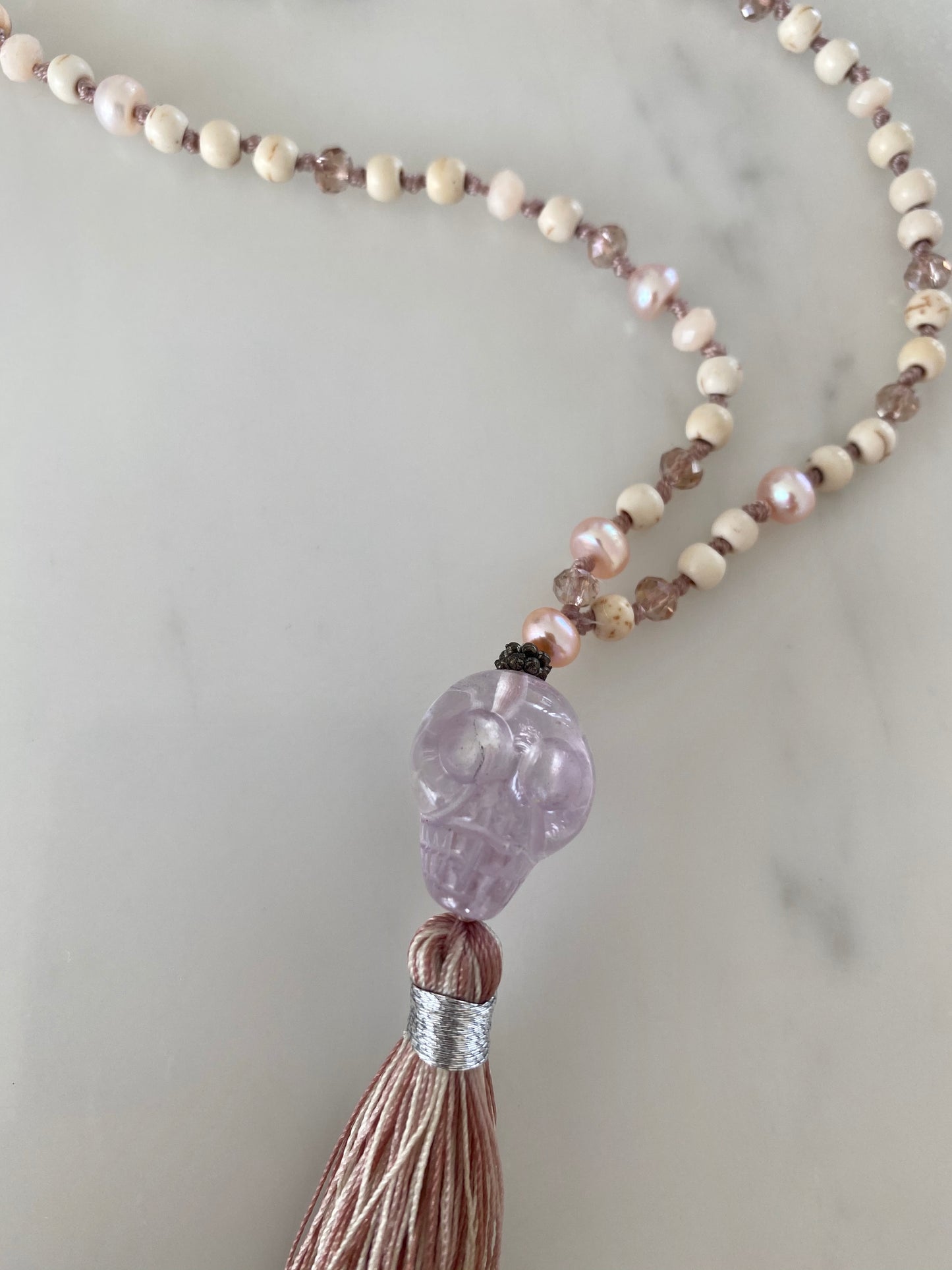 SHELL + PEARL AMETHYST SKULL