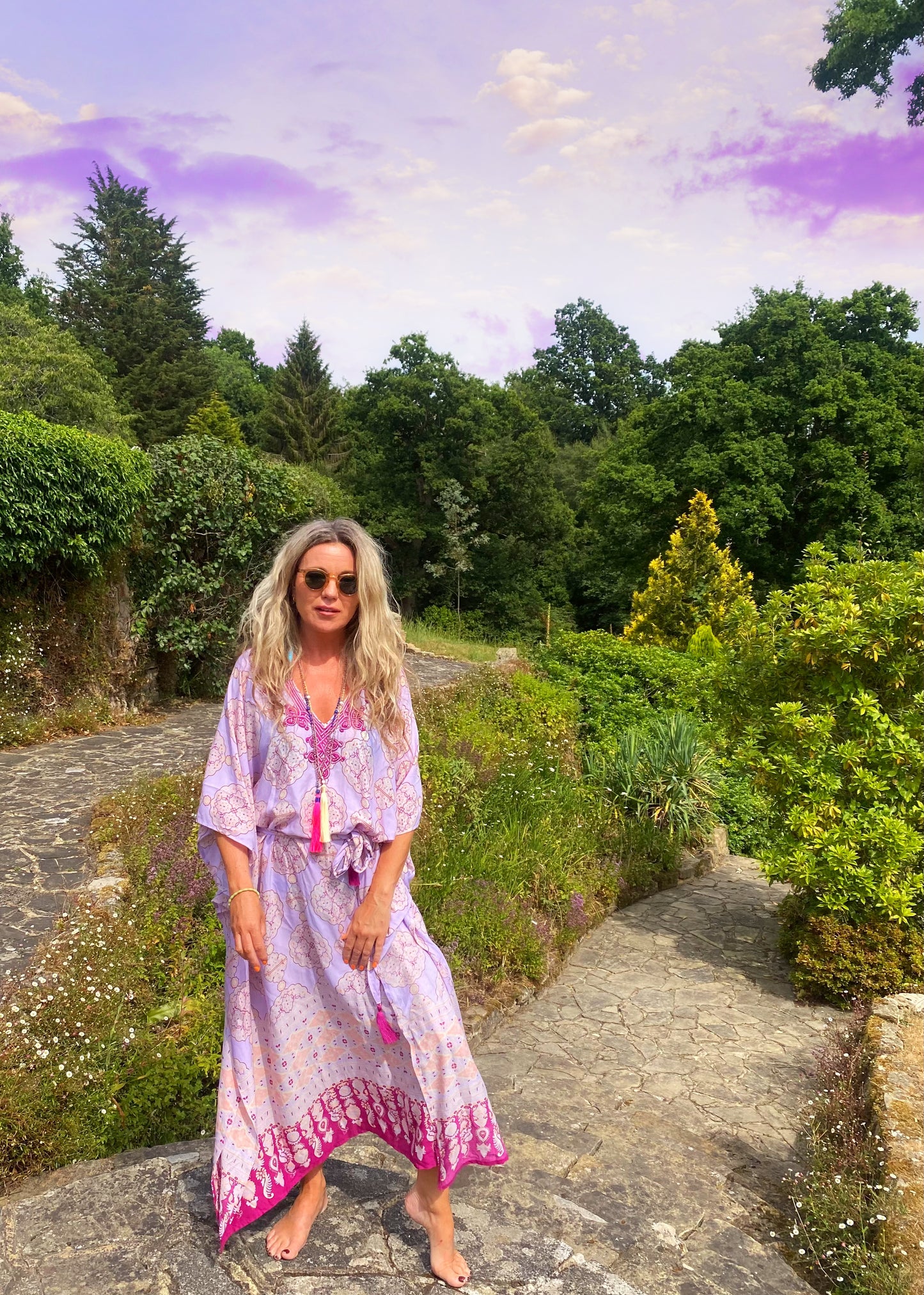 JAIPUR KAFTAN DRESS LILAC SKY