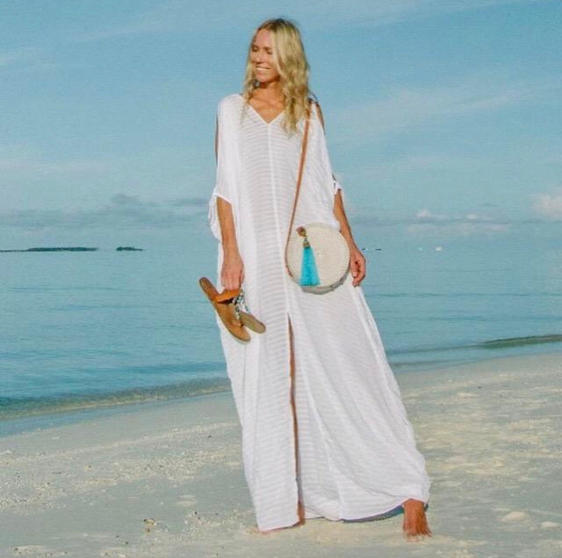 CROSS BODY RATTAN TASSEL BAG OCEAN TURQ