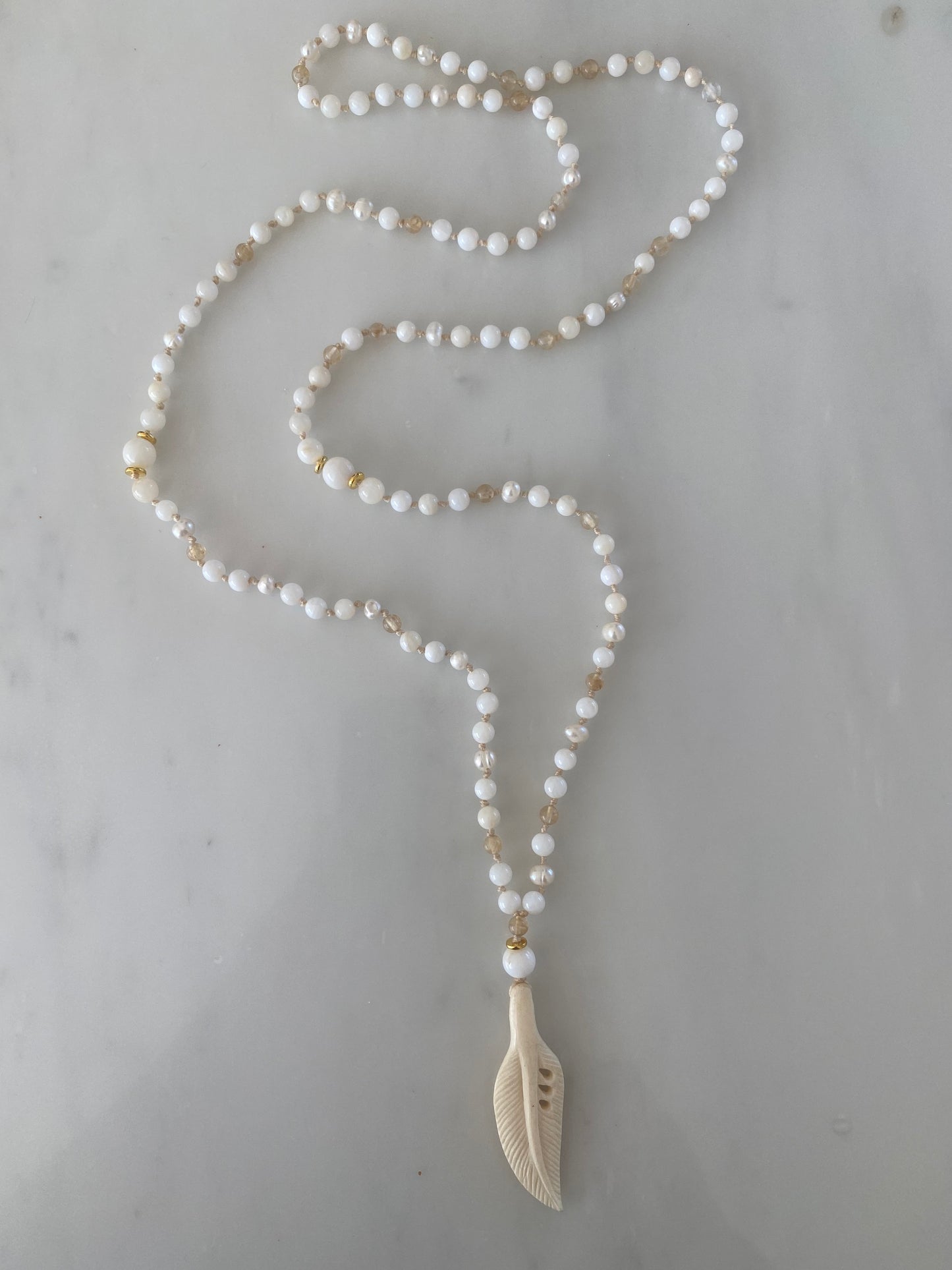 PEARL SHELL FEATHER NECKLACE